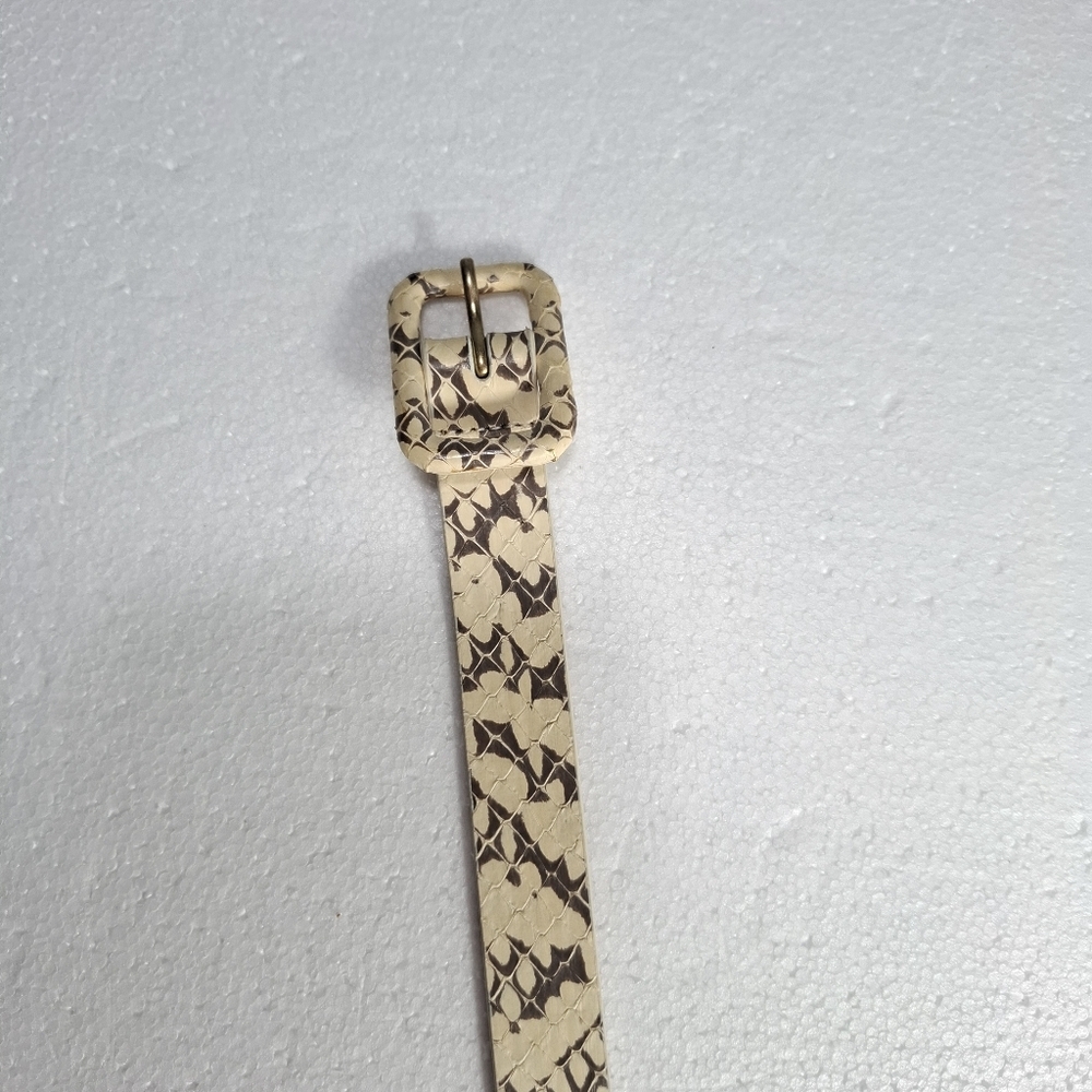 J. Crew Cream Snake-Print Leather Women's Belt Size S - Picture 4 of 11